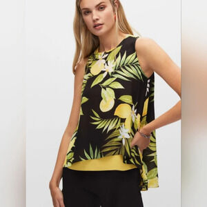 Melanie Lyne NWOT Lemon print double layer blouse Size 10
